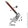 PARIS Digging drag fork with socket 4 tines