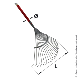 Leaf and lawn rake - Round tines