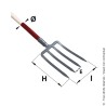 Hardened digging fork with socket 4 tines