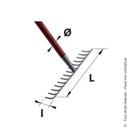 Soil rake with tapered socket - Curved tines