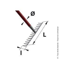 Soil rake with open socket - Curved tines