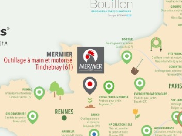 Carte Zepros des fabricants français du jardin